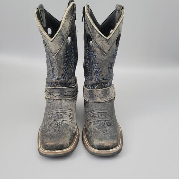 Smoky Mountain Redwood Boot Distressed Leather Kids Cowboy Harness Size 10.5 - Picture 4 of 10